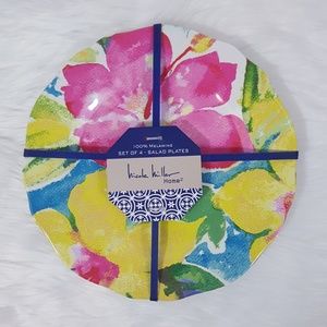 Nicole Miller Floral Melamine Salad Plates Set 4